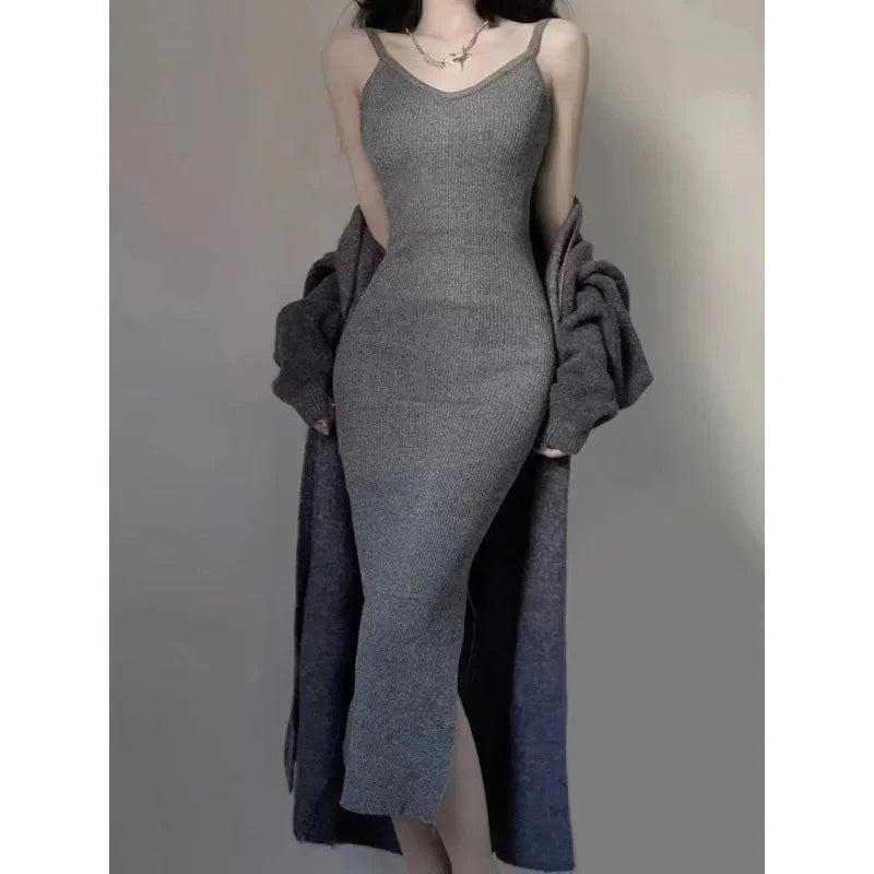 Zweiteiler Strickset Damen – Sexy Strickkleid mit Cardigan